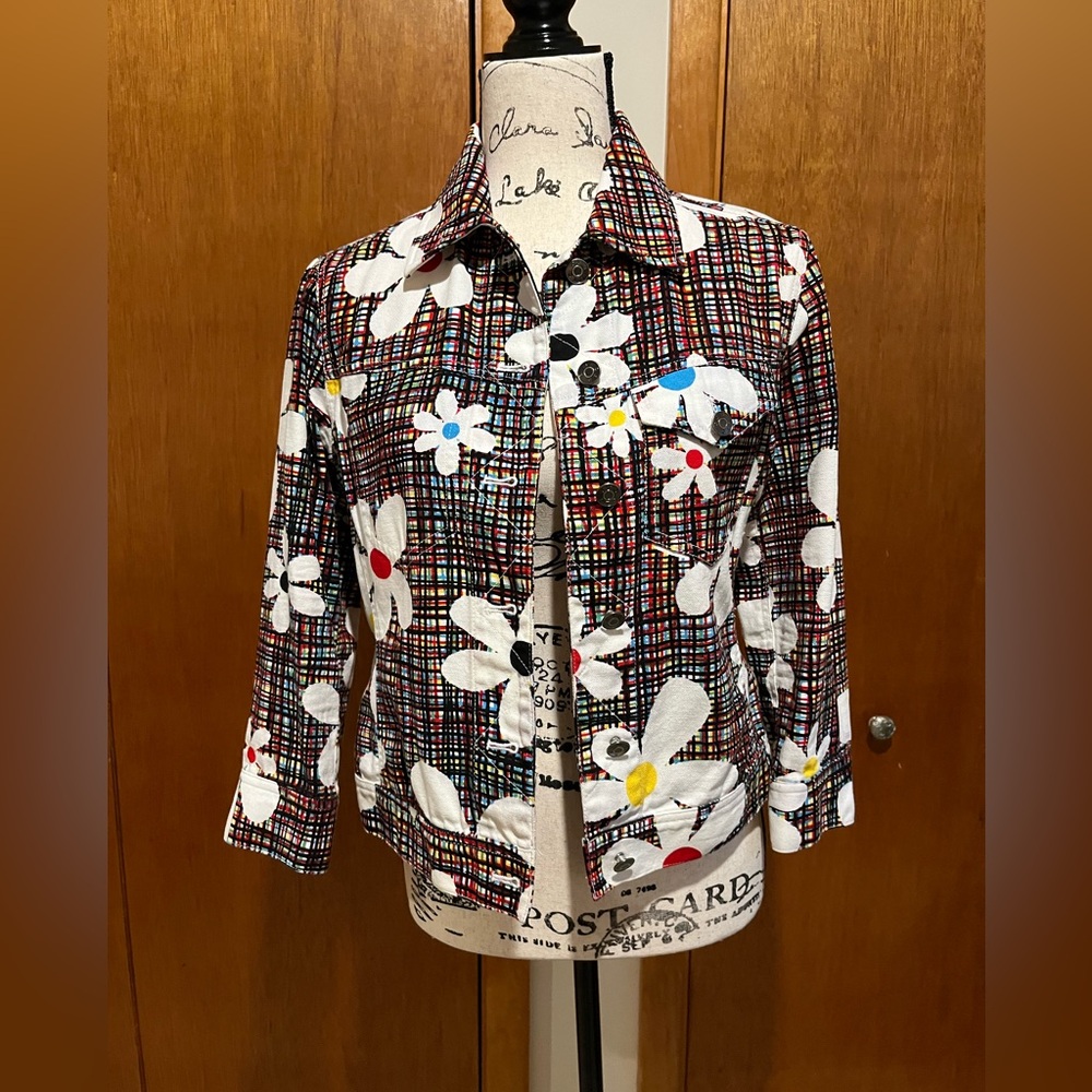 Etcetera Denim Button Down Daisy Shirt Size 2 XXS